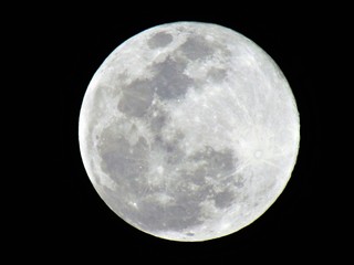 Beautiful bright Full Moon in the night sky. This is also called Super Moon