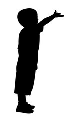 boy looking up, silhouette vector