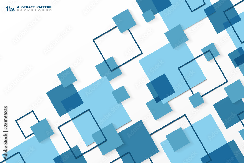 Wall mural abstract technology modern blue square geometric pattern background. you can use for ad, poster, cor