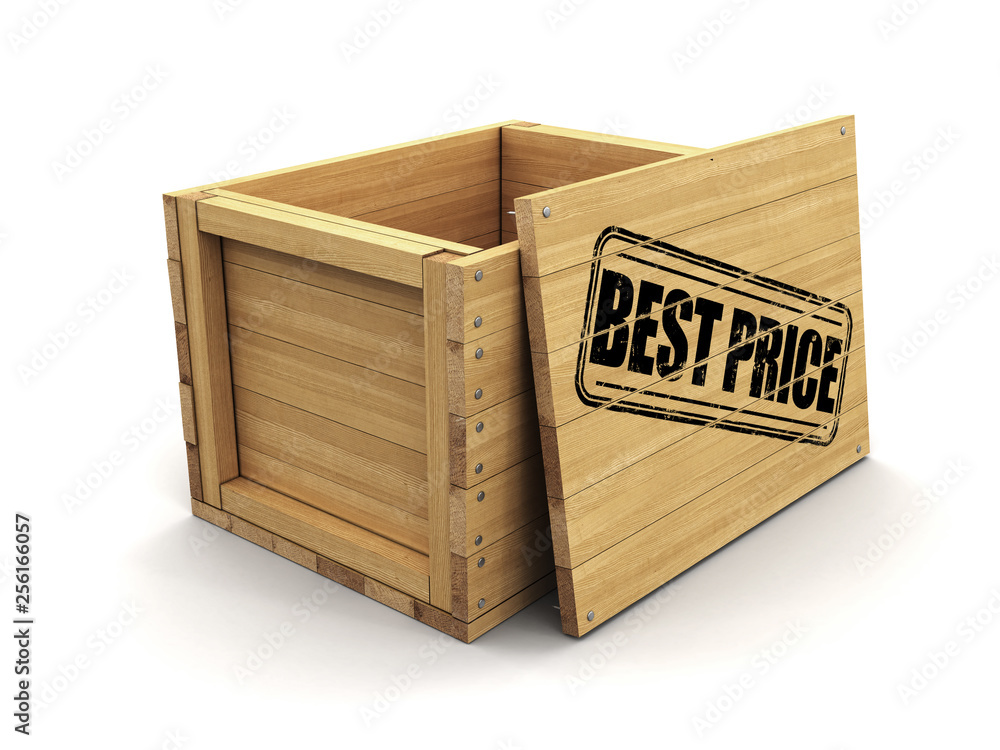 Poster wooden crate with best price. image with clipping path