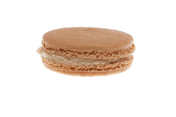 Delicious white macaroon isolated over white background