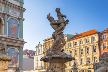 Architecture of the Main Square in Poznan, Poland.
