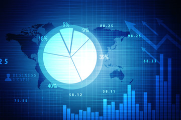2d rendering Stock market online business concept. business Graph 