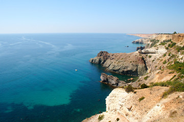 Beautiful picture of blue sea with mountains near