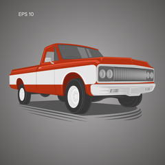 Vintage pickup truck vector illustration. Oldschool american car © Shkuro