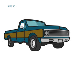 Vintage pickup truck vector illustration. Oldschool american car