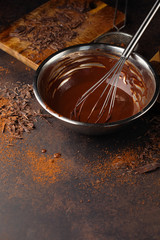 Homemade chocolate cream with whisk