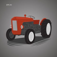 Vintage american tractor vector illustration. Retro agricultural machine.