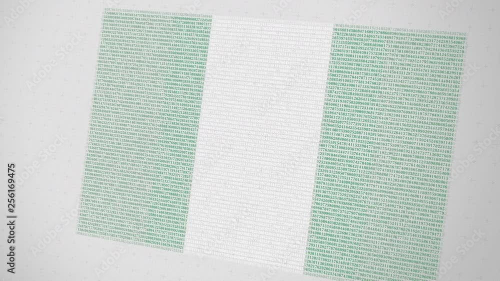 Poster falling numbers make up flag of nigeria. national information technology it related 3d animation