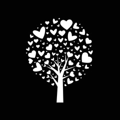 Valentine tree. leaf from hearts. Isolated on white background. Vector Illustration