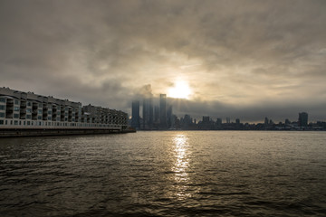 Fototapeta premium New York Skyscrapers Covered In Cloud