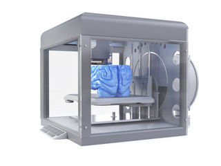 3d rendered medically accurate illustration of a 3d printer printing a brain