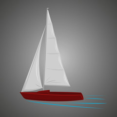 Small sailboat vector illustration. Small boat with sail