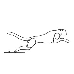 Drawing a continuous line. Cheetah on white isolated background