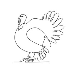 Drawing a continuous line. Turkey on white isolated background