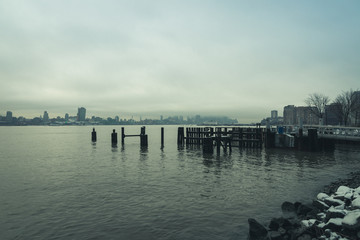 Fototapeta premium New York Skyscrapers Covered In Cloud