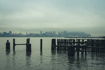 Fototapeta premium New York Skyscrapers Covered In Cloud
