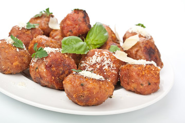 chicken meatballs on a plate