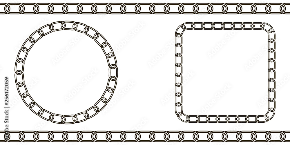 Poster chain link pattern circle vector and square of chain