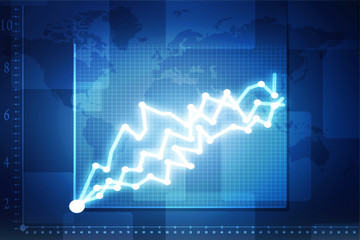 2d rendering Stock market online business concept. business Graph 