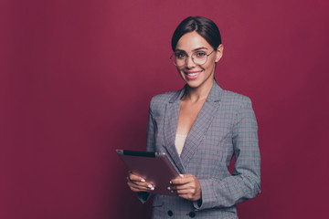 Portrait of her she nice cute attractive classy cheerful lady professor teacher lecturer tutor in...