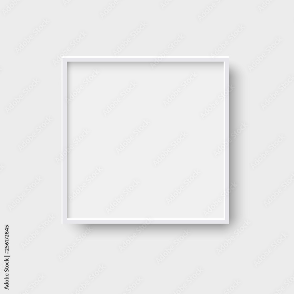 Poster realistic square empty picture frame, 3d style vector