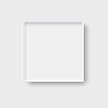 Realistic square empty picture frame, 3d style vector