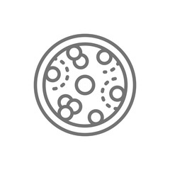 Leukemia, blood cells with cancer virus, oncology line icon.