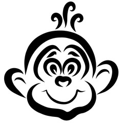 the head of a cute smiling monkey with a nose like a heart