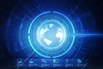 2d illustration Network community concept . Mixed media