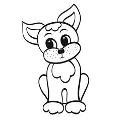 Cute little puppy, black contour, modest look