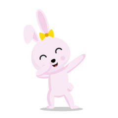 Pink Easter rabbit or bunny is doing dabbing