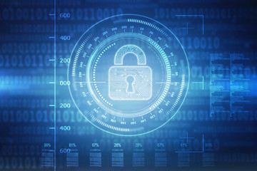 2d illustration Safety concept: Closed Padlock on digital background