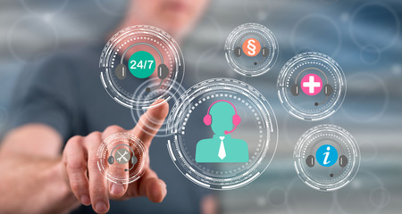 Man touching support concept