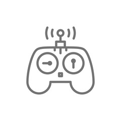 Fototapeta premium Control panel for drone, remote controller, gamepad line icon.
