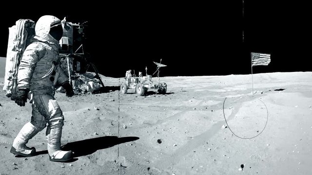 Astronaut walking on the moon. Some Elements of this video furnished by NASA.