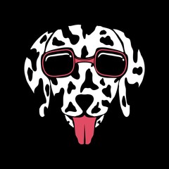 Dog Dalmatian eyeglasses Vector illustration
