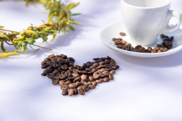 Coffee cups and herbs decoration