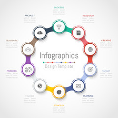 Obraz premium Infographic design elements for your business data with 10 options, parts, steps, timelines or processes. Vector Illustration.