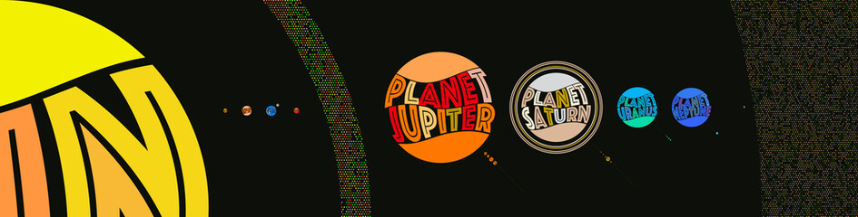 graphic design illustration of the solar system multicolor