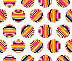 multicolor striped polka dots seamless tile on white