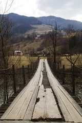 Landscape in the Hutsul mountain village in the morning .