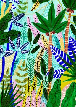 Fototapeta Colorful tropical jungle