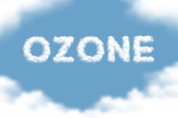 Ozone text Cloud or smoke pattern design illustration isolated float on blue sky gradients background, vector eps 10