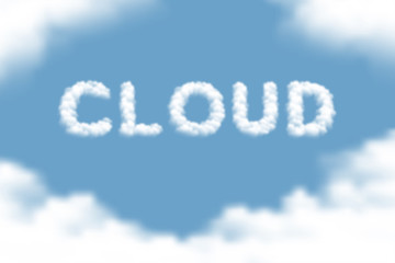 Naklejka na ściany i meble Cloud text with Cloud or smoke pattern design illustration isolated float on blue sky gradients background, vector eps 10