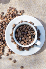 Coffee cups and herbs decoration