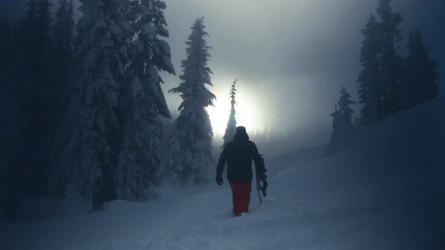 Dramatic Winter Snowboard Hiking Background