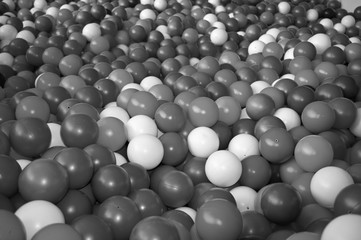 Black grey white balls for dry massage. Black-and-white photo