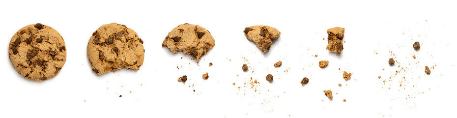 Different stages of eaten cookie isolated on white background - Powered by Adobe