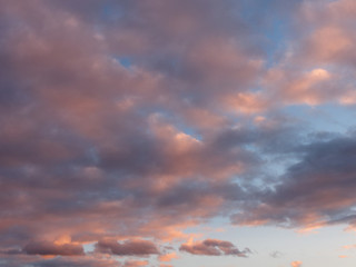 colorful blue sky with clouds at sunset.
